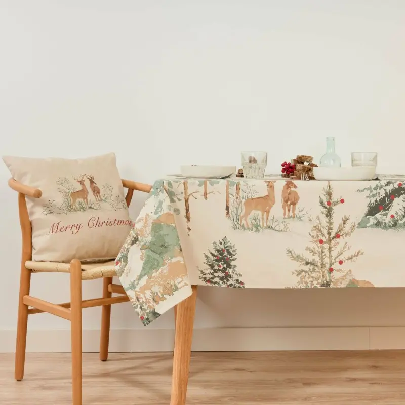 Stain-proof resined tablecloth Muaré Christmas Deer 100 x 140 cm