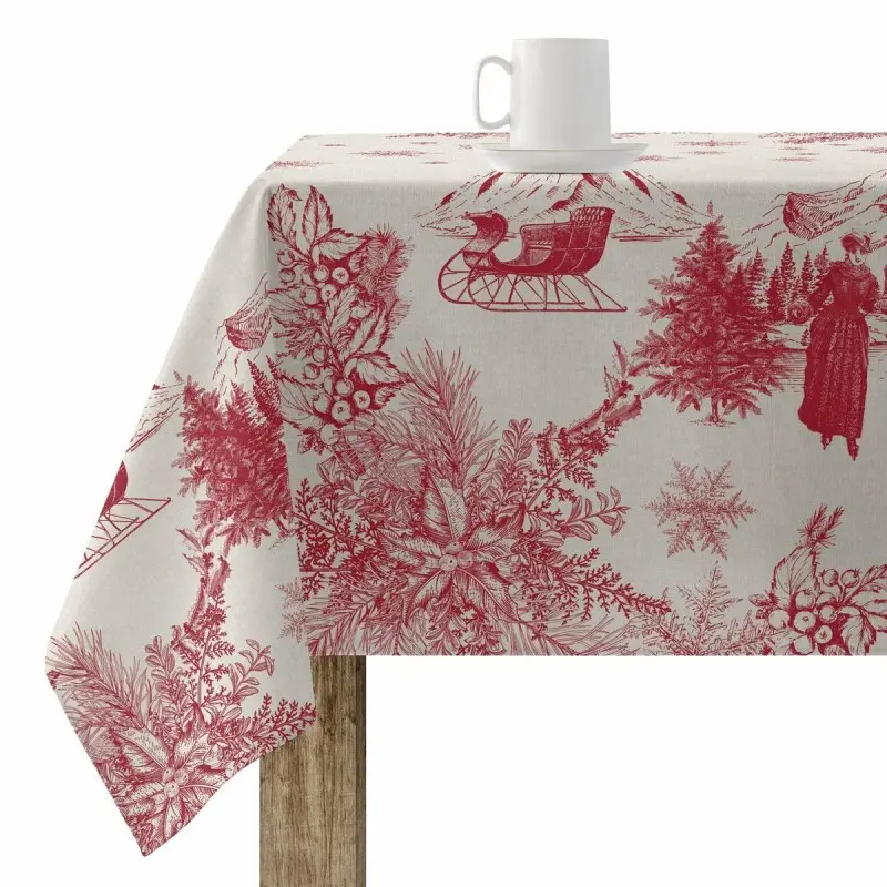 Stain-proof resined tablecloth Muaré Christmas Toile 100 x 140 cm