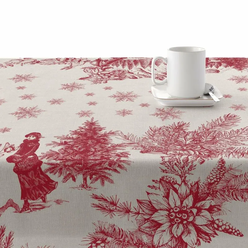 Stain-proof resined tablecloth Muaré Christmas Toile 300 x 140 cm