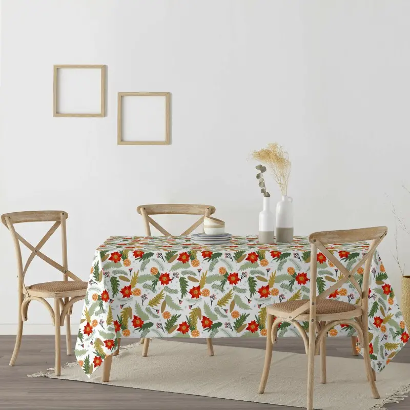 Stain-proof resined tablecloth Muaré Merry Christmas 300 x 140 cm