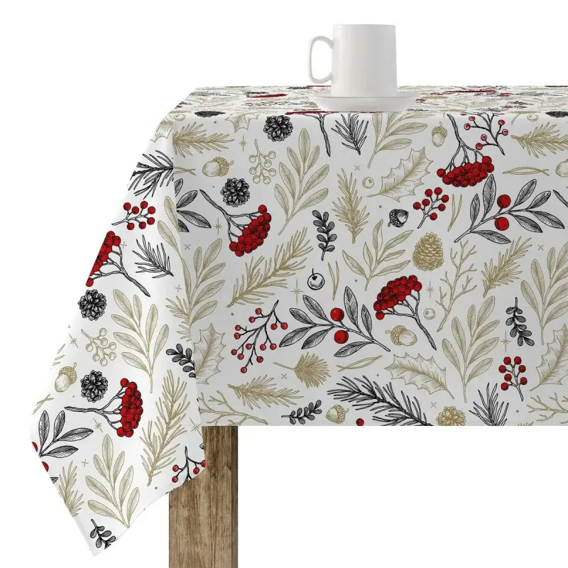 Stain-proof resined tablecloth Muaré Merry Christmas 300 x 140 cm