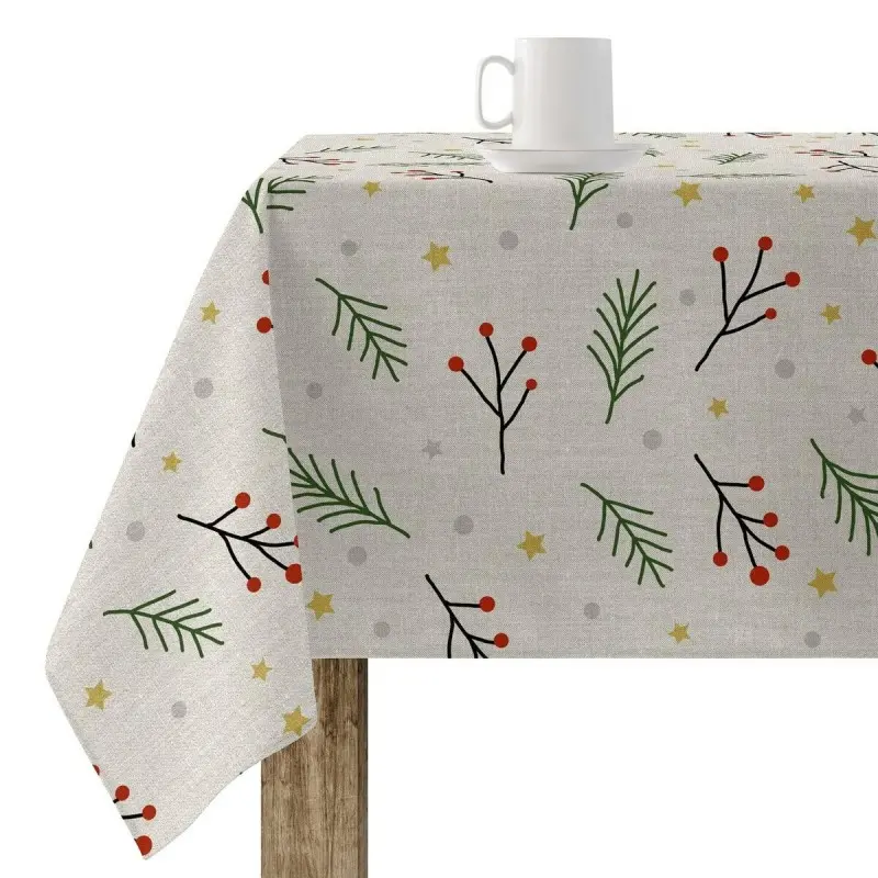 Stain-proof resined tablecloth Muaré Merry Christmas 140 x 140 cm