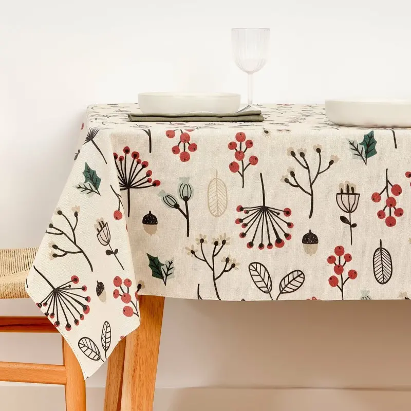 Stain-proof resined tablecloth Muaré Merry Christmas 200 x 140 cm