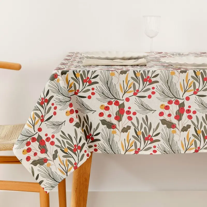 Stain-proof resined tablecloth Muaré Merry Christmas 100 x 140 cm