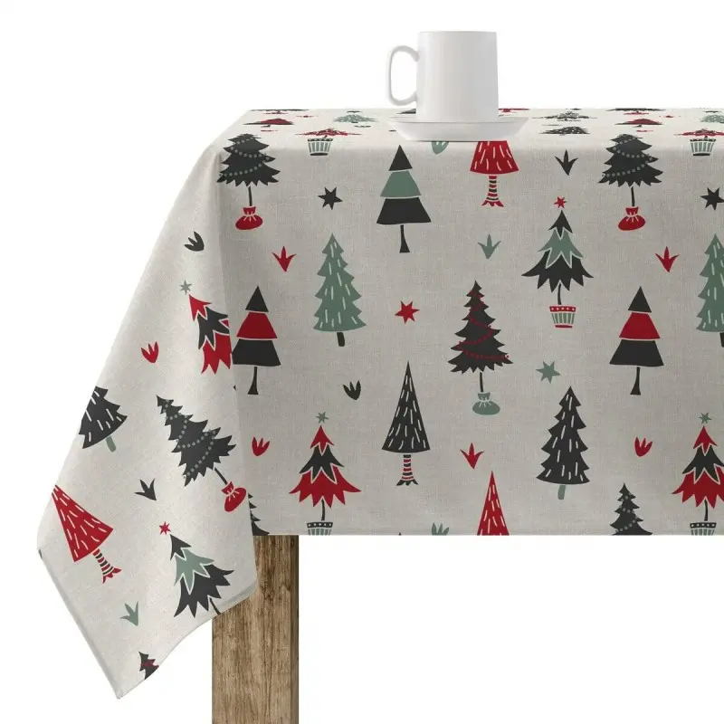 Stain-proof resined tablecloth Muaré Merry Christmas 140 x 140 cm