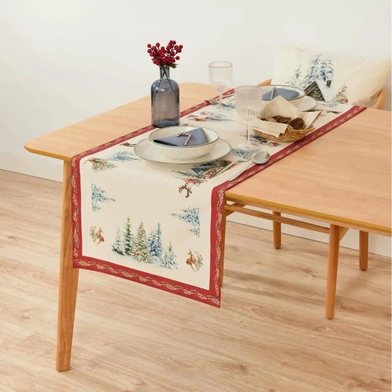 Table Runner Muaré Christmas Landscape 45 x 140 cm