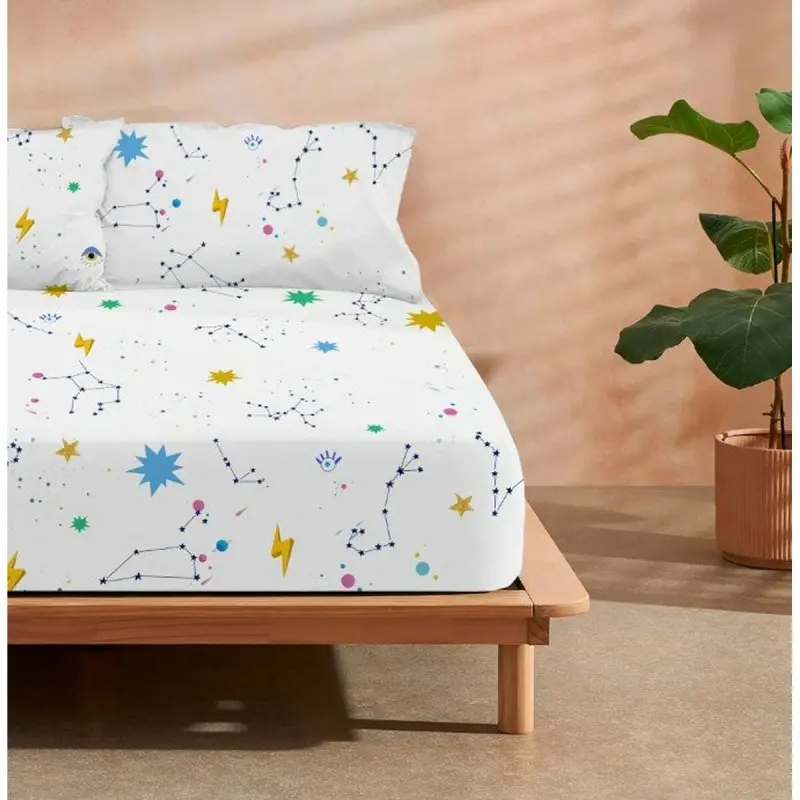Fitted bottom sheet Ripshop Cosmos Multicolour 105 x 200 cm