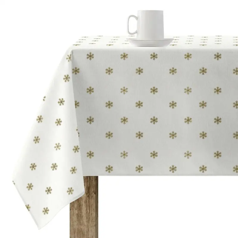 Stain-proof resined tablecloth Muaré Snowflakes Gold 300 x 140 cm